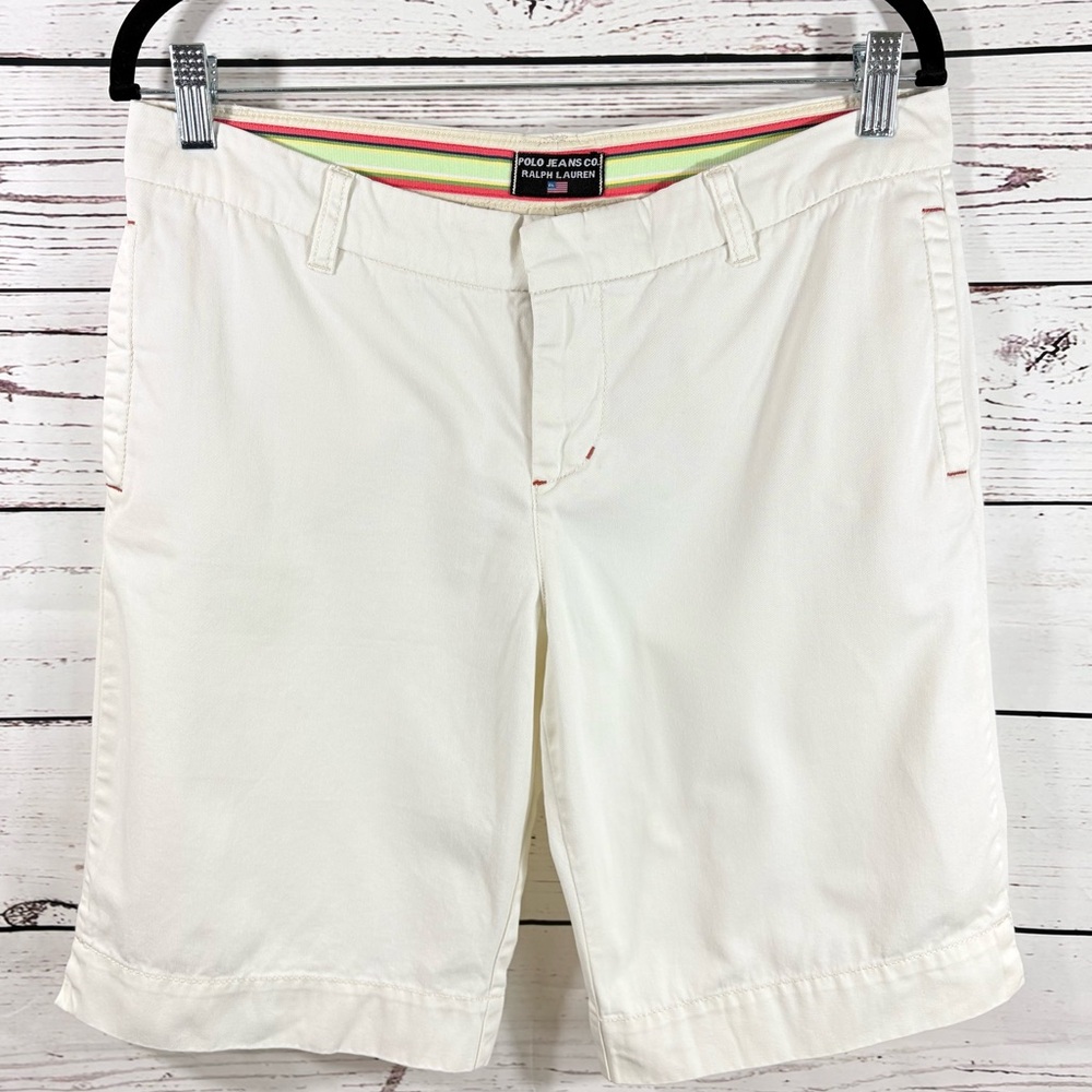 VTG Polo Jeans Co Ralph Lauren Ivory Stretch Bermuda in Size 6